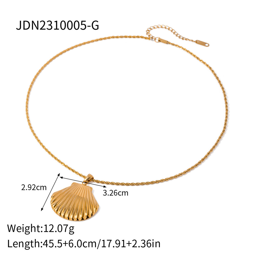 Damen Halskette mit maritimem Muschel-Anhänger und elegantem Kordeldesign Shop Nory