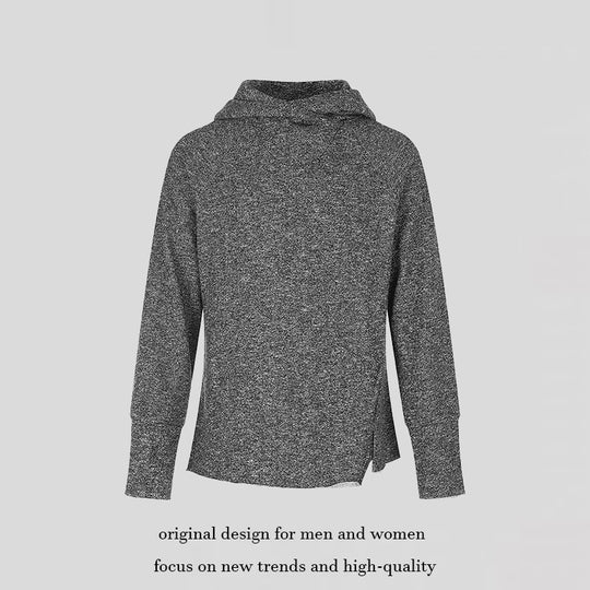 Damen Pullover‑Hoodie mit feinem Strukturstrick, seitlichen Schlitzen und verlängerten Bündchen Shop Nory