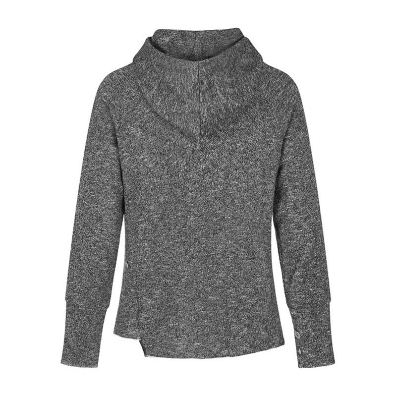 Damen Pullover‑Hoodie mit feinem Strukturstrick, seitlichen Schlitzen und verlängerten Bündchen Shop Nory