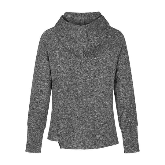 Damen Pullover‑Hoodie mit feinem Strukturstrick, seitlichen Schlitzen und verlängerten Bündchen Shop Nory
