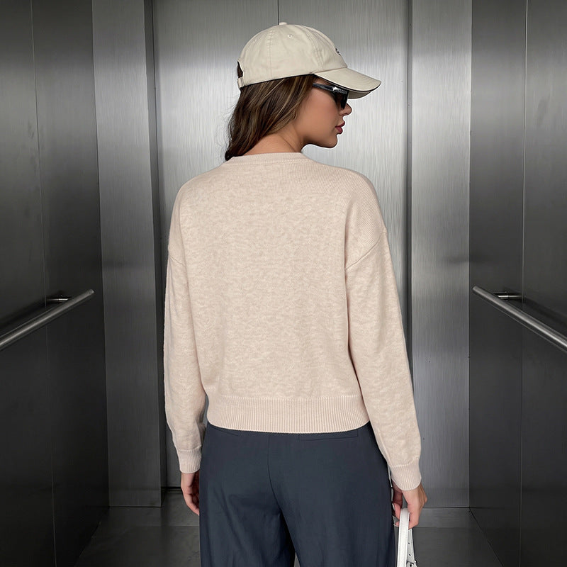 Damen Modischer Strickpullover mit Knöpfen Shop Nory
