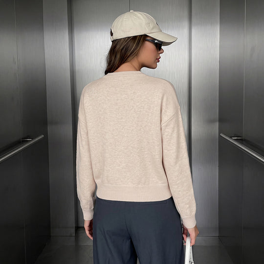 Damen Modischer Strickpullover mit Knöpfen Shop Nory
