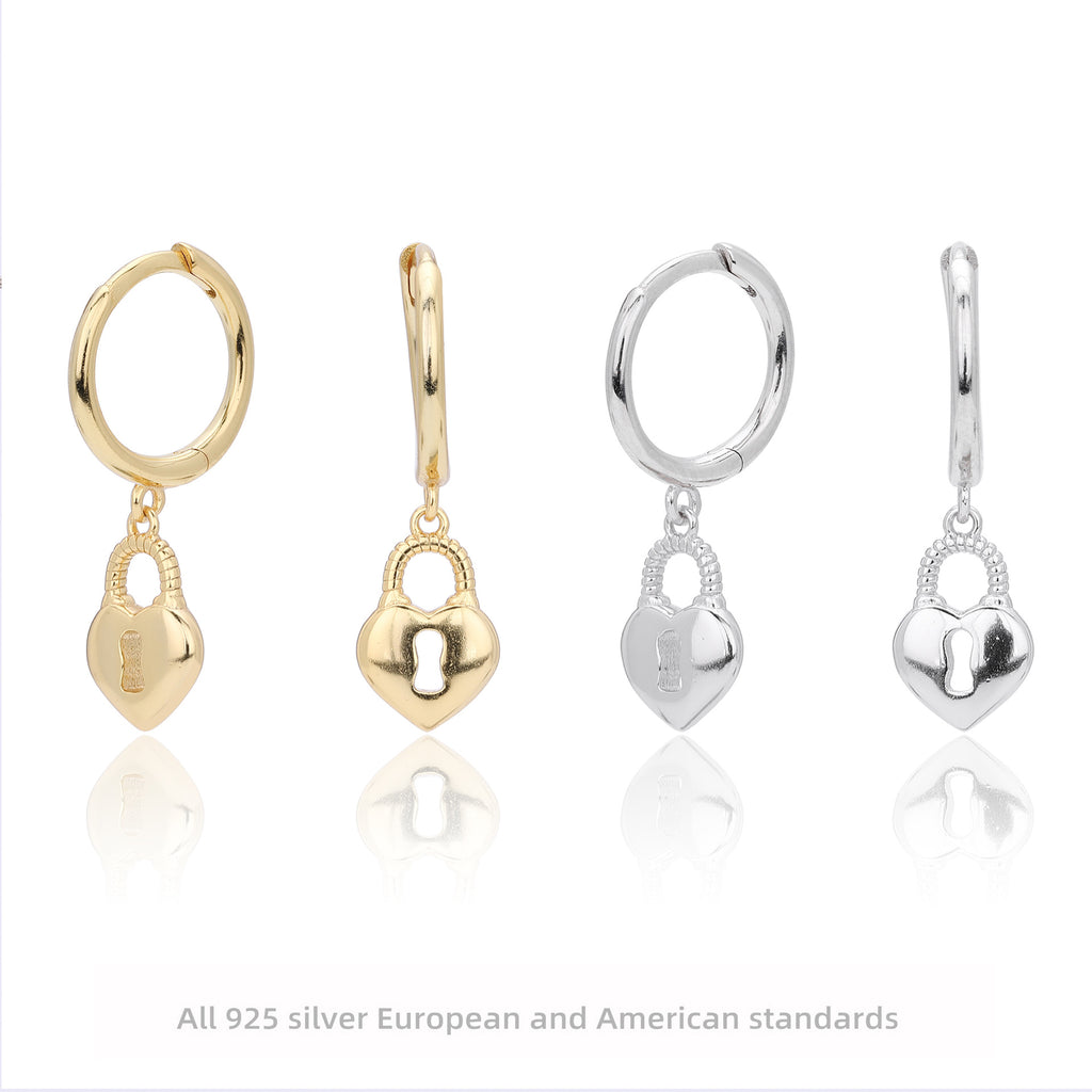 Damen Ohrhänger mit herzförmigem Schlossanhänger aus hochwertigem 925 Sterling Silber Shop Nory