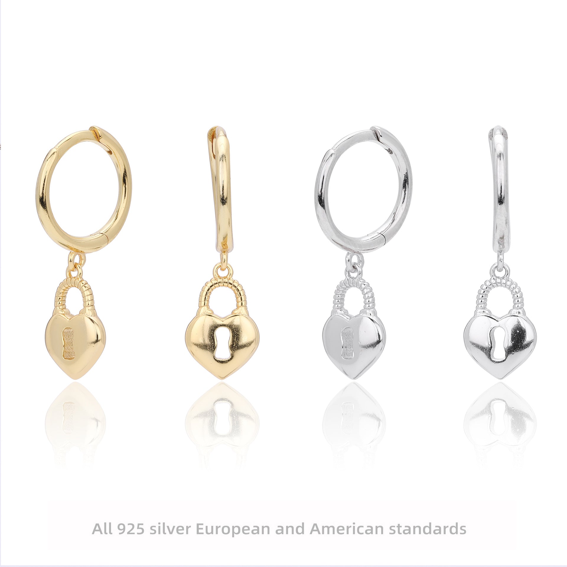 Damen Ohrhänger mit herzförmigem Schlossanhänger aus hochwertigem 925 Sterling Silber Shop Nory