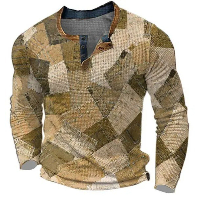 Herren Sportliches Langarmshirt mit Knopfleiste Shop Nory