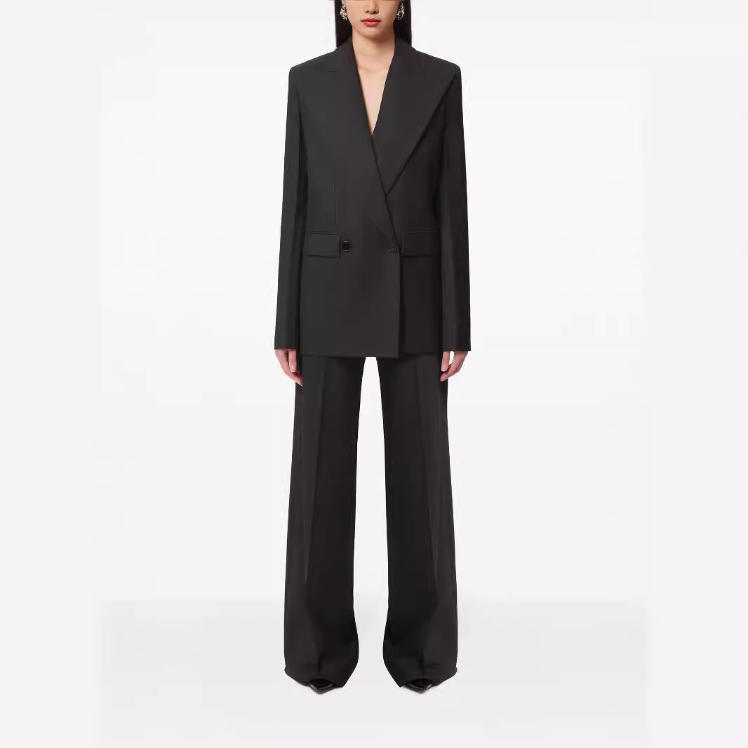 Damen Oversize Nadelstreifen Zweiteiliger Tailoring-Anzug mit weitem High‑Waist‑Hosenbein Shop Nory