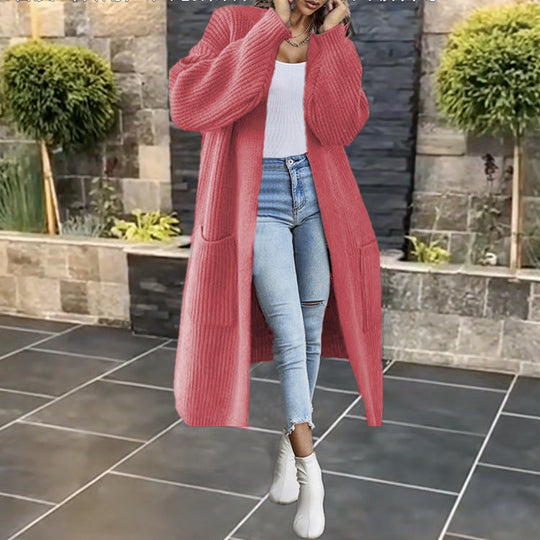 Damen Grobstrickcardigan mit tiefen Taschen und voluminösen Ärmeln