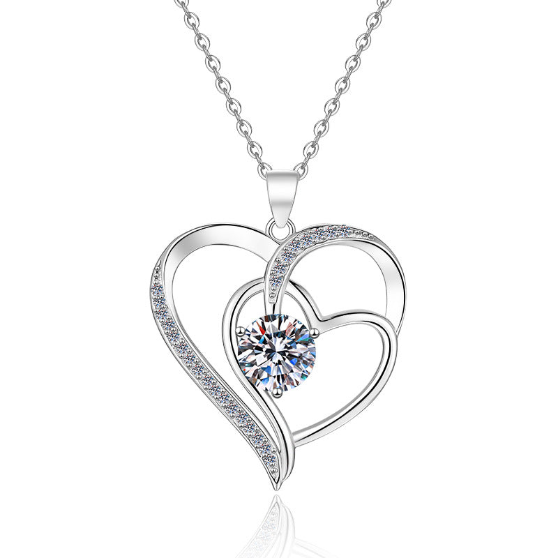 Damen Halskette mit herzförmigem Anhänger und funkelndem Zirkonia Shop Nory