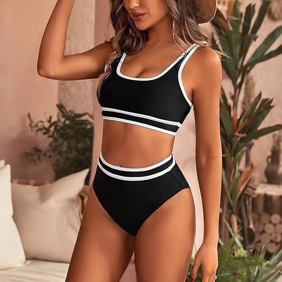 Damen Sportives Bikini-Set mit hohem Bund