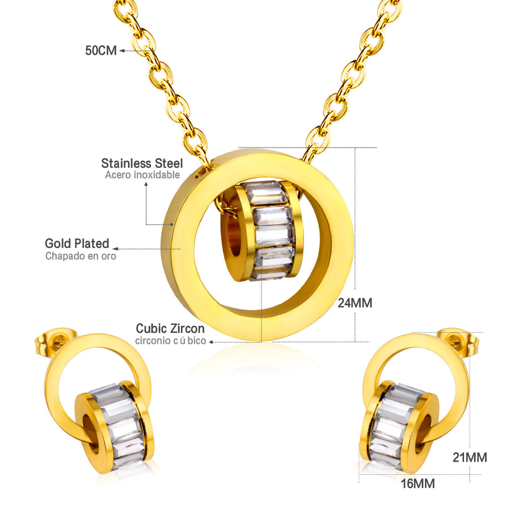 Damen Schmuckset mit eleganten Zirkonia-Elementen und modernem Design Shop Nory