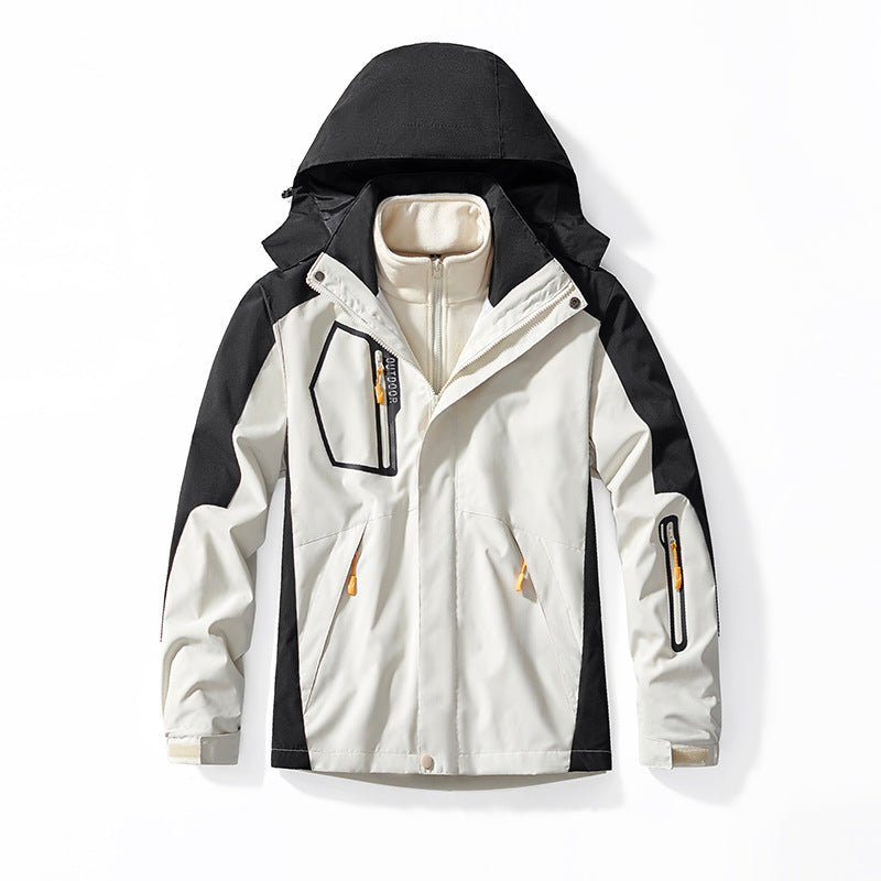 Herren Drei-in-eins Outdoor-Softshelljacke mit abnehmbarer Fleece-Innenjacke und Kapuze Shop Nory
