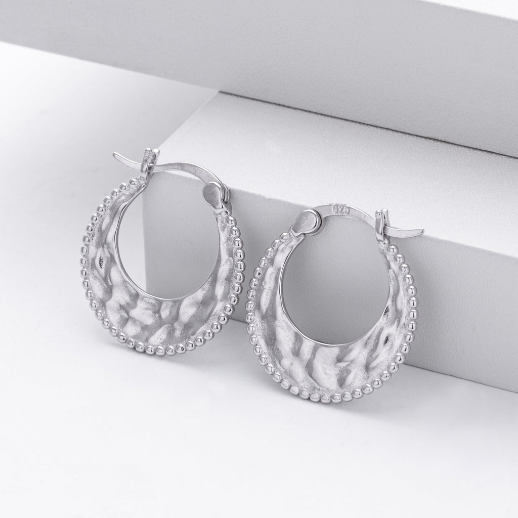 Damen Creolen mit elegantem Strukturdesign aus hochwertigem 925 Sterlingsilber Shop Nory