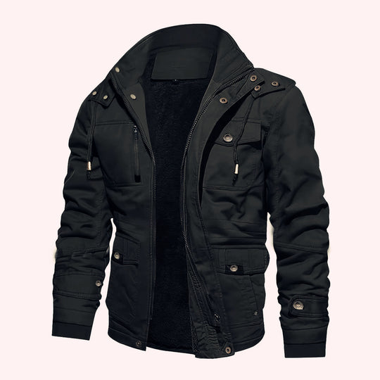Herren Parka-Jacke mit Teddyfutter Kapuze und Multitaschen Shop Nory