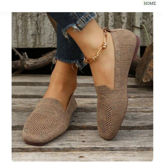Damen Atmungsaktive Gestrickte Hineinschlüpfschuhe mit Flexibler Laufsohle Shop Nory
