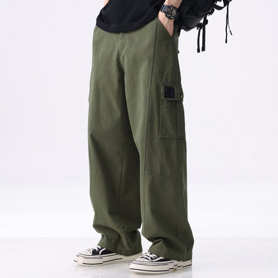 Herren weit geschnittene Baumwoll-Cargohose mit aufgesetzten Beintaschen und Relaxed-Fit Shop Nory