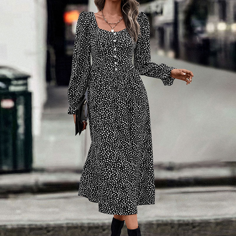 Damen Midikleid mit eckigem Ausschnitt, taillierter Smokpassform und Knopfleiste Shop Nory