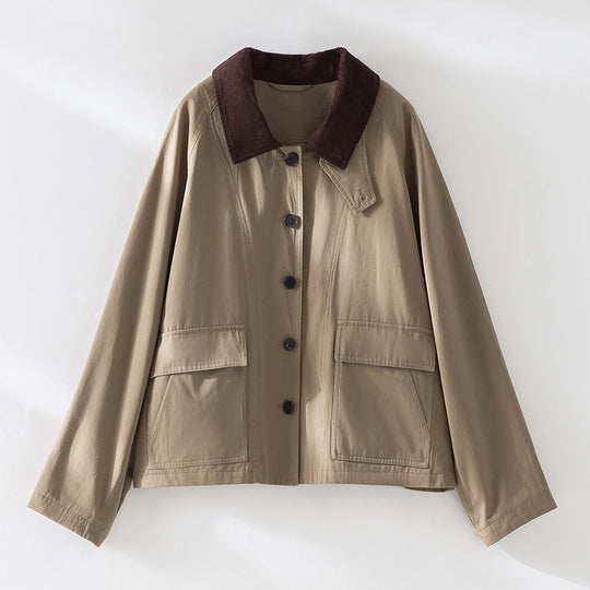Damen Kurzjacke mit Cordkragen und aufgesetzten Taschen Shop Nory