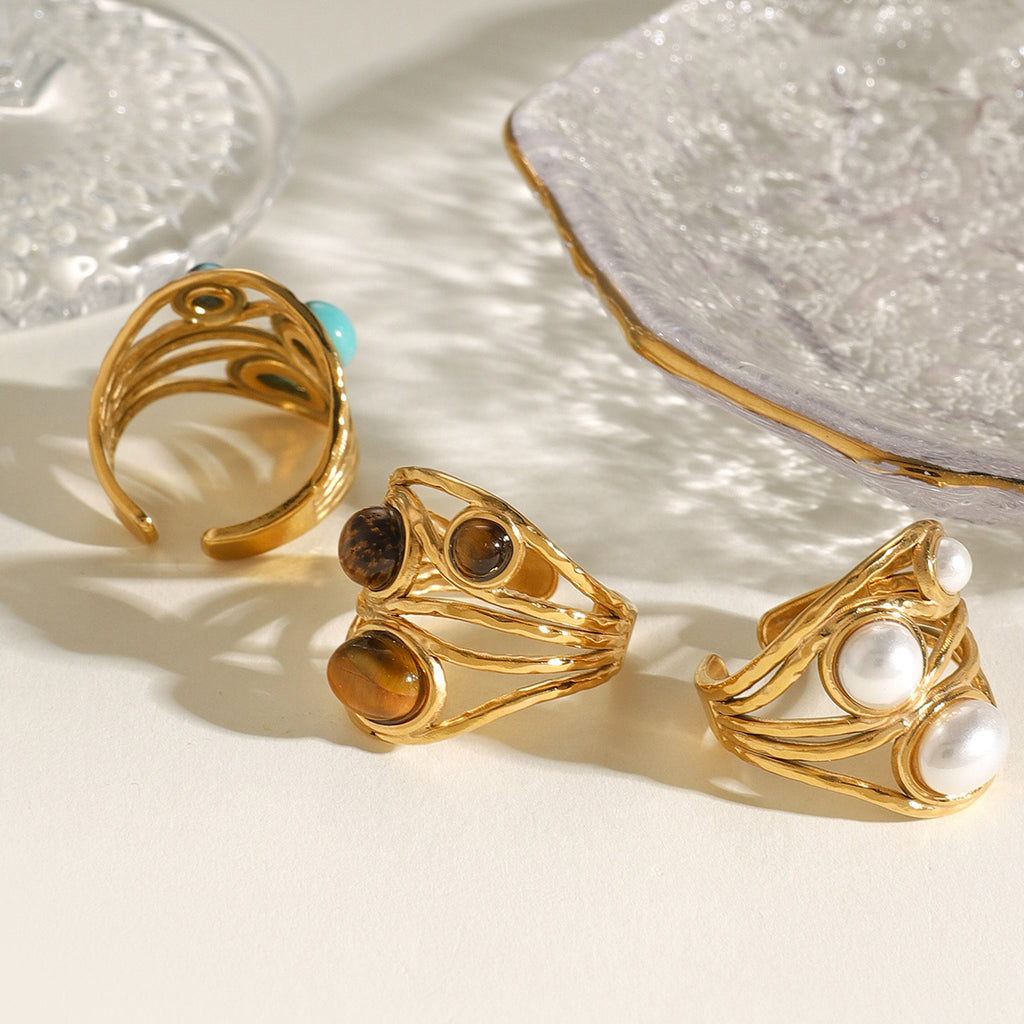 Damen Offenes Armband mit elegantem Perlendesign und hypoallergener Edelstahlverarbeitung Shop Nory