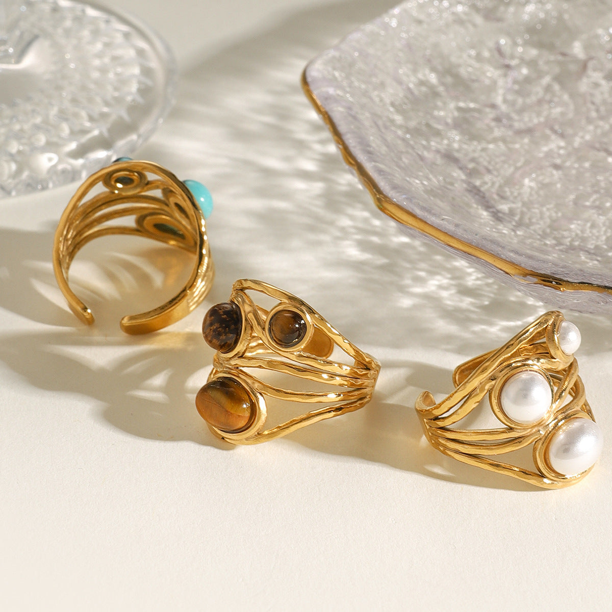 Damen Offenes Armband mit elegantem Perlendesign und hypoallergener Edelstahlverarbeitung Shop Nory