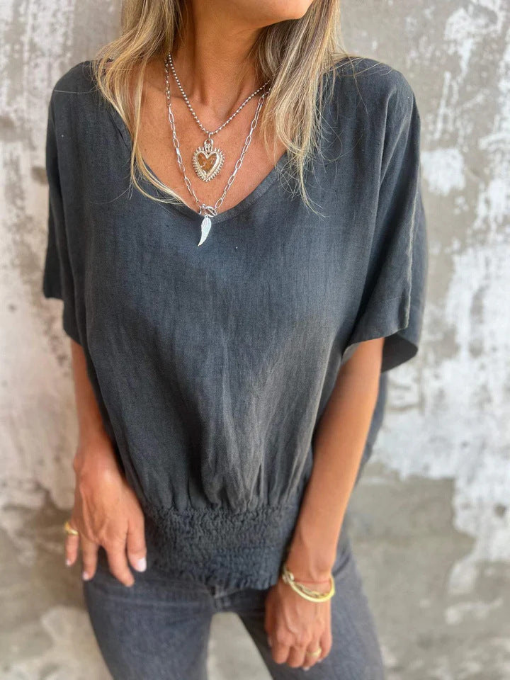 Damen Lässige Bluse mit elastischem Rüschensaum