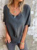 Damen Lässige Bluse mit elastischem Rüschensaum