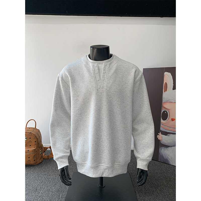 Herren Sweatshirt mit Henley-Knopfleiste, relaxed Fit und gerippten Bündchen Shop Nory