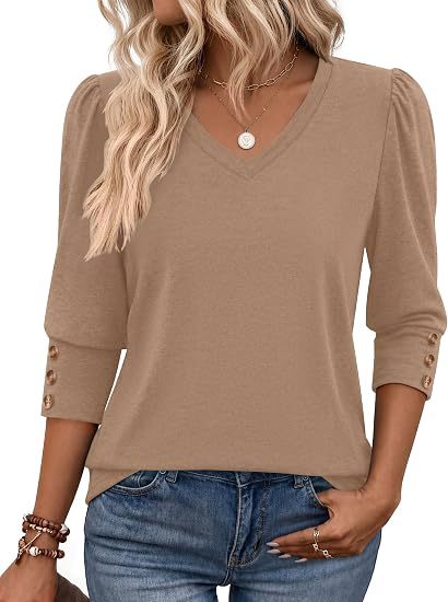 Damen Leopardenmuster V‑Neck Bluse mit 3/4-Ärmeln und geraffter Vorderpartie Shop Nory