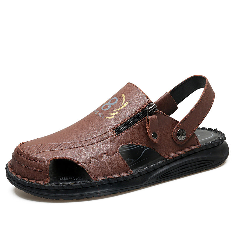 Herren orthopädische Leder-Sandalen mit verstellbarem Riemensystem