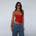Damen elegantes Spaghetti-Top mit feinem Spitzenbesatz