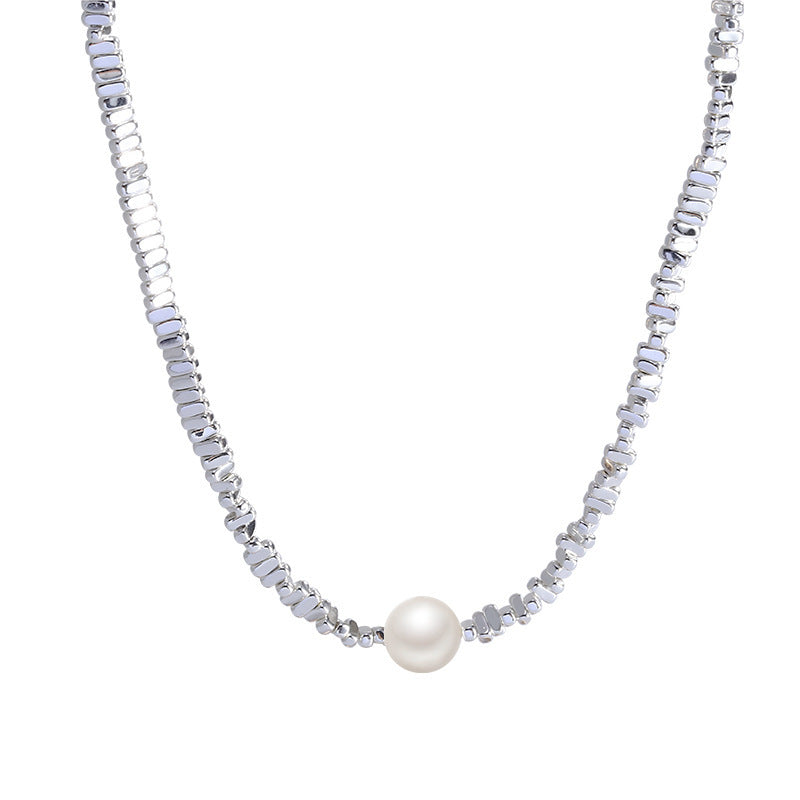Damen Halskette mit eleganten Zirkonia-Details und Perlenakzent Shop Nory