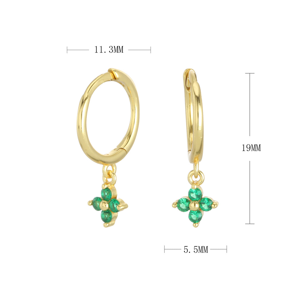 Damen Creolenohrringe mit blütenförmigen Anhängern und hochwertigem Zirkonbesatz Shop Nory