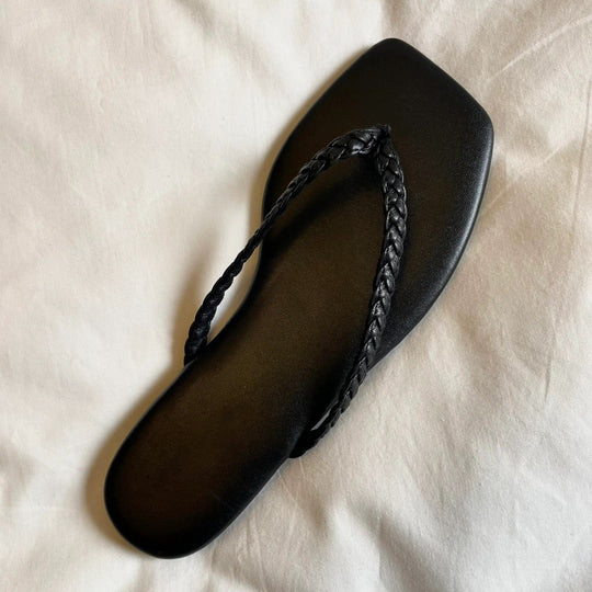 Damen Designer Zehentrenner mit geflochtenem Riemen