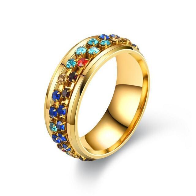 Damen Ring mit funkelndem, mehrfarbigem Zirkonia-Besatz Shop Nory
