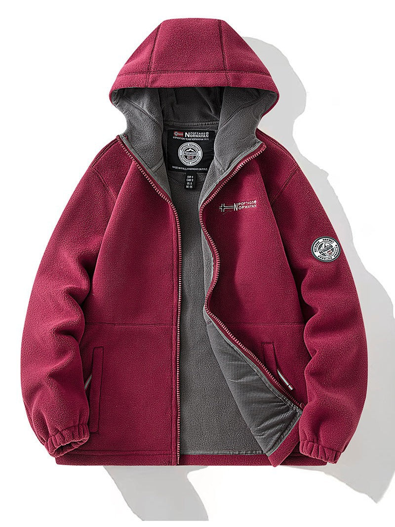Herren Fleece-Kapuzenjacke mit windabweisender Oberfläche und Reißverschlusstaschen Shop Nory
