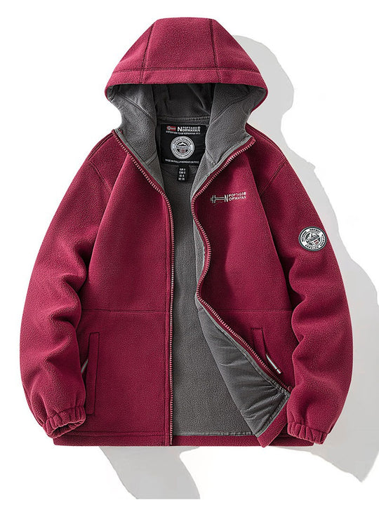 Herren Fleece-Kapuzenjacke mit windabweisender Oberfläche und Reißverschlusstaschen Shop Nory