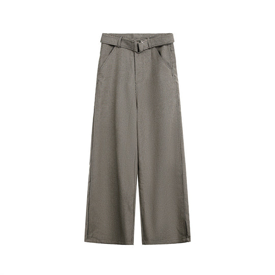Damen Weite High‑Waist Culotte‑Hose mit Bindegürtel und Glencheck‑Muster Shop Nory