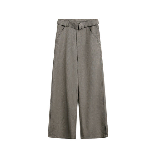 Damen Weite High‑Waist Culotte‑Hose mit Bindegürtel und Glencheck‑Muster Shop Nory