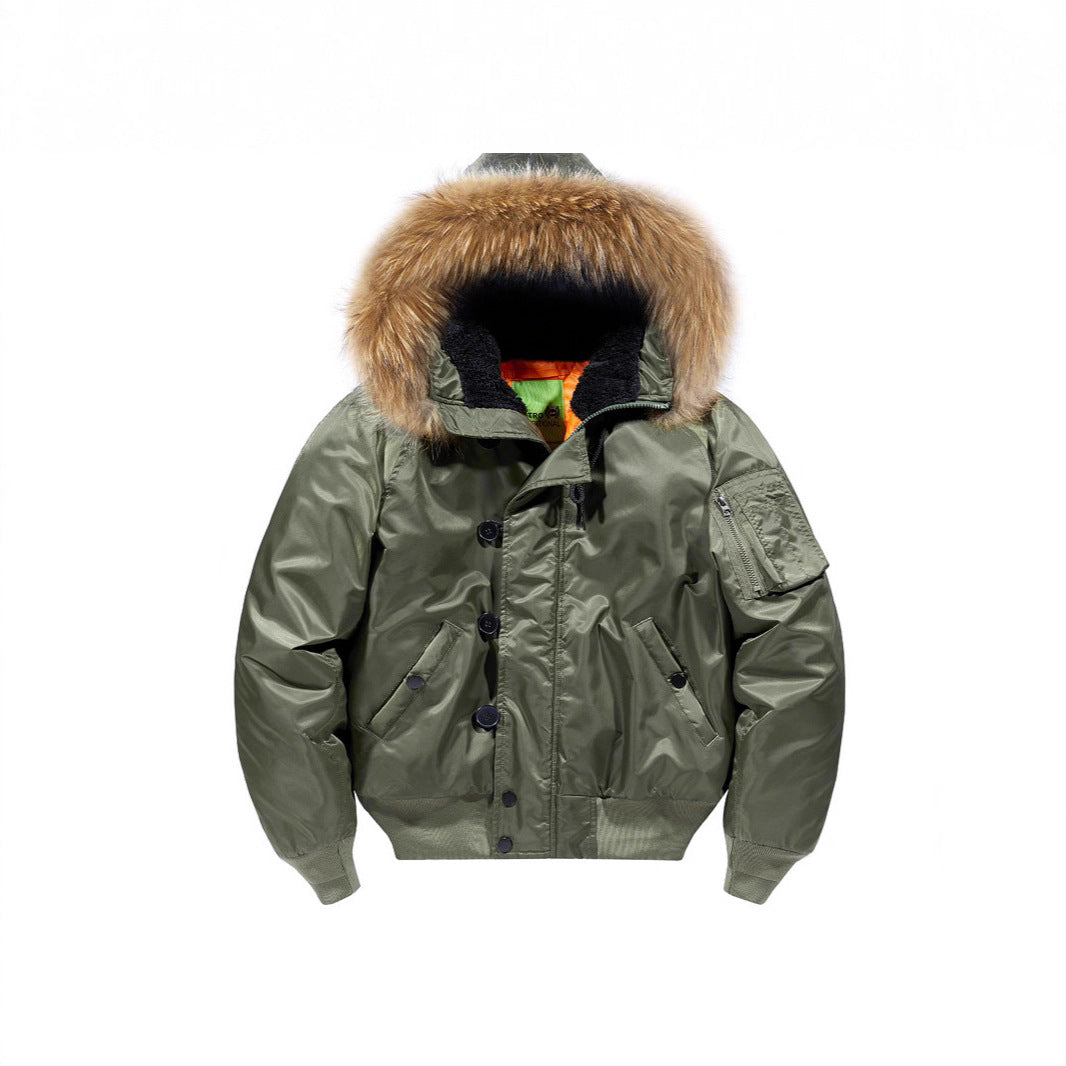 Herren Gefütterte Bomberjacke mit abnehmbarer Kunstfellkapuze und Thermo-Futter Shop Nory