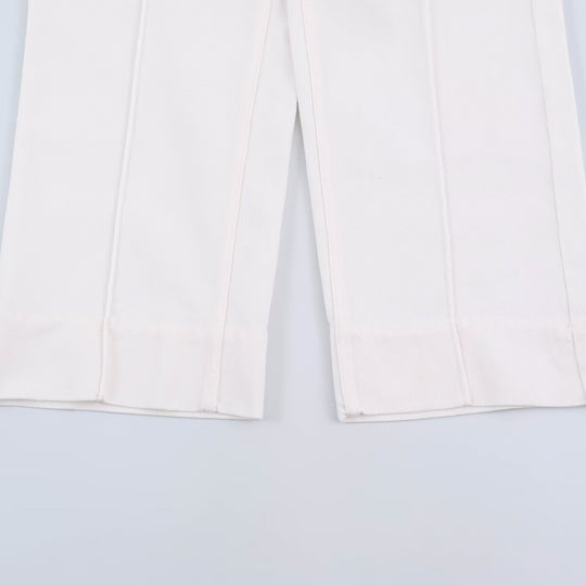 Damen weite Jeanshose mit hoher Taille, Bügelfalte und aufgesetzten Taschen Shop Nory