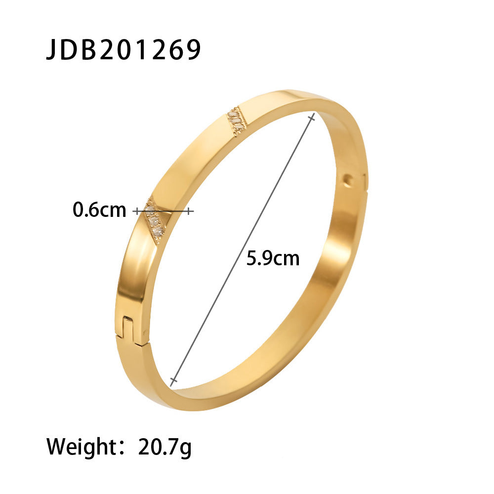 Damen Armreif mit elegantem Zirkonia-Besatz aus hochwertigem Edelstahl Shop Nory