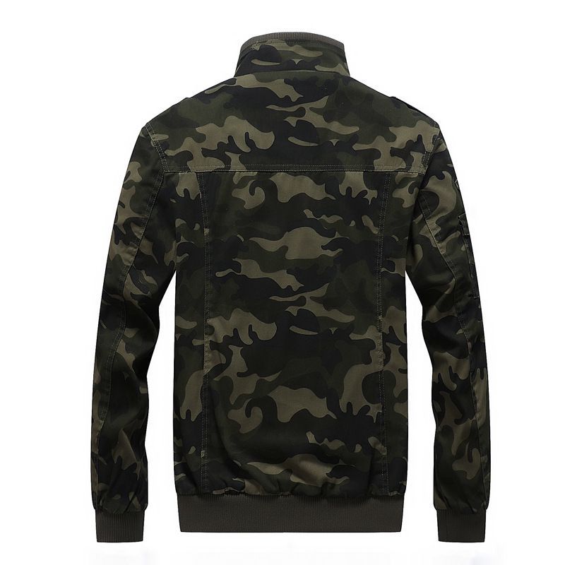 Herren Camo-Utility-Bomberjacke mit Stehkragen, Mehrfach-Taschen und Rippbündchen Shop Nory