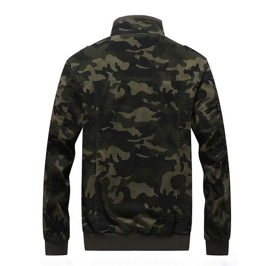 Herren Camo-Utility-Bomberjacke mit Stehkragen, Mehrfach-Taschen und Rippbündchen Shop Nory