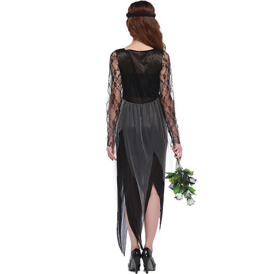 Damen Gothisches Kostüm mit transparenter Spitzenärmel und schwingendem Rock Shop Nory