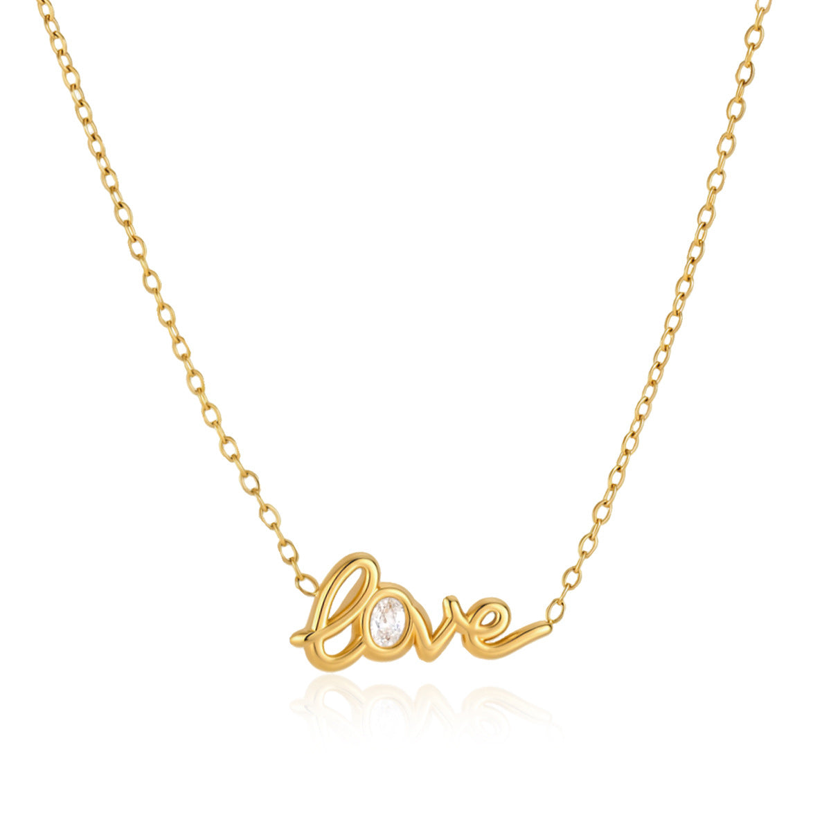 Damen Halskette mit elegantem "Love"-Schriftzug und funkelndem Zirkonia Akzent Shop Nory