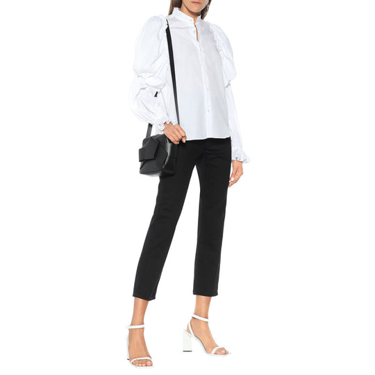 Damen Puffärmel-Bluse mit Stehkragen und Volantmanschtten Shop Nory