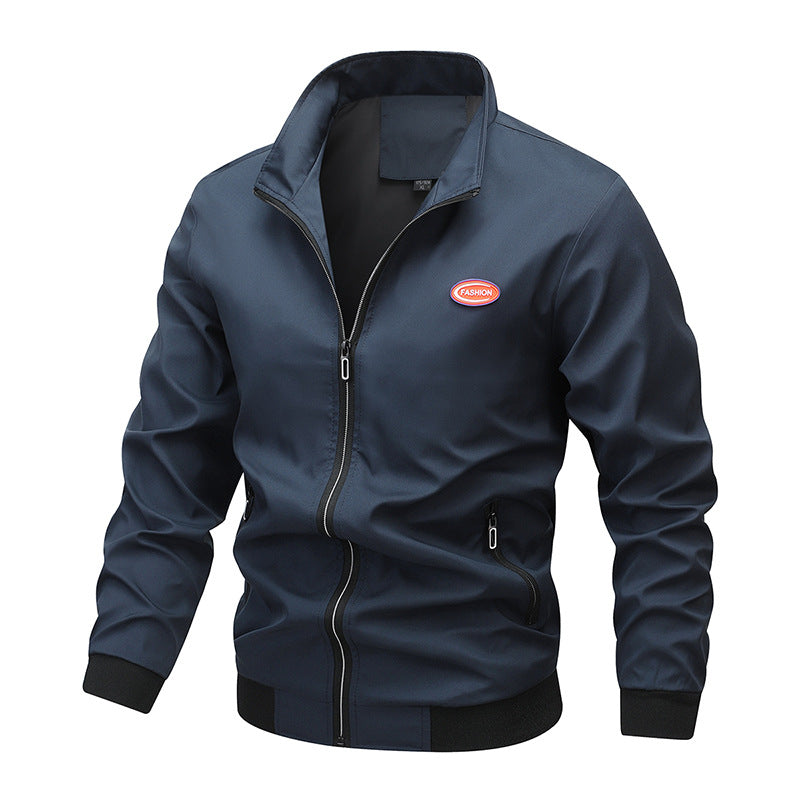 Herren Leichte Reißverschluss-Trainingsjacke im Bomberstil mit Stehkragen und windabweisender Mikrofaserschale Shop Nory