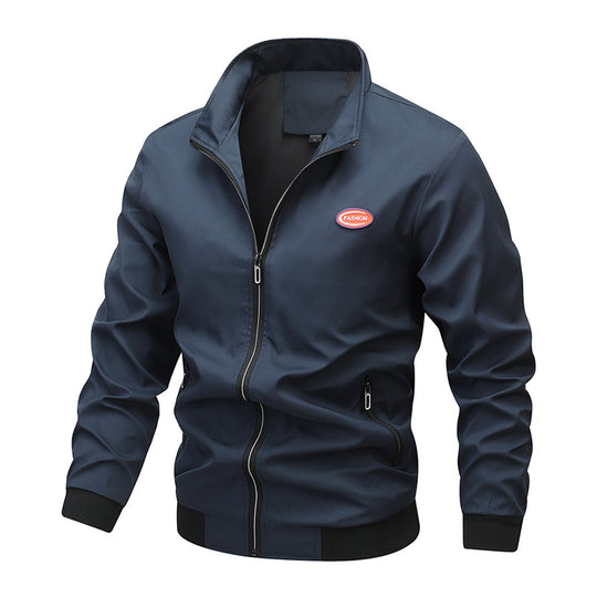 Herren Leichte Reißverschluss-Trainingsjacke im Bomberstil mit Stehkragen und windabweisender Mikrofaserschale Shop Nory