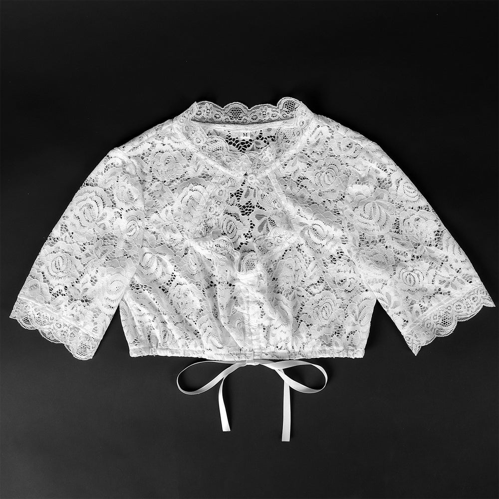 Damen nan Spitzenbolero kurz mit Stehkragen und Bindeband Shop Nory
