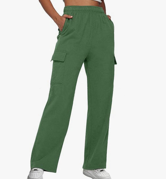 Damen nan lässige Cargo-Freizeithose mit weitem Bein elastischem Bund und aufgesetzten Taschen Shop Nory