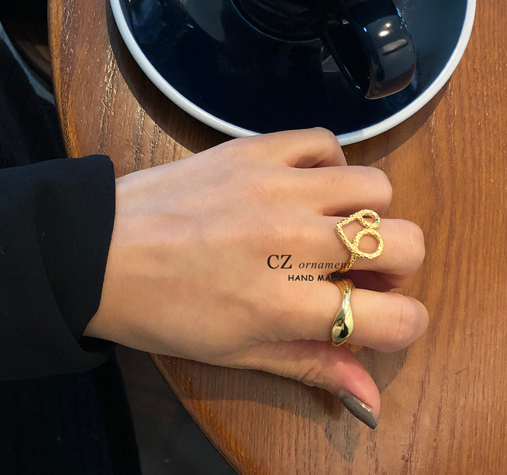Damen Offener Ring mit filigranem Herzdesign Shop Nory